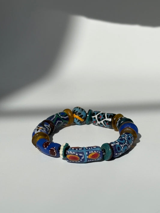 Hand Painted Glass Bead Bracelet