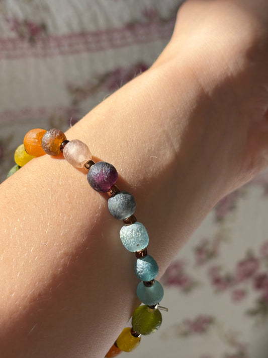 Recycled Glass Bead Bracelet