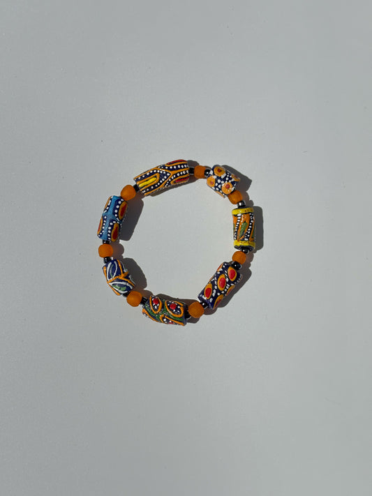 Hand Painted Glass Bead Bracelet