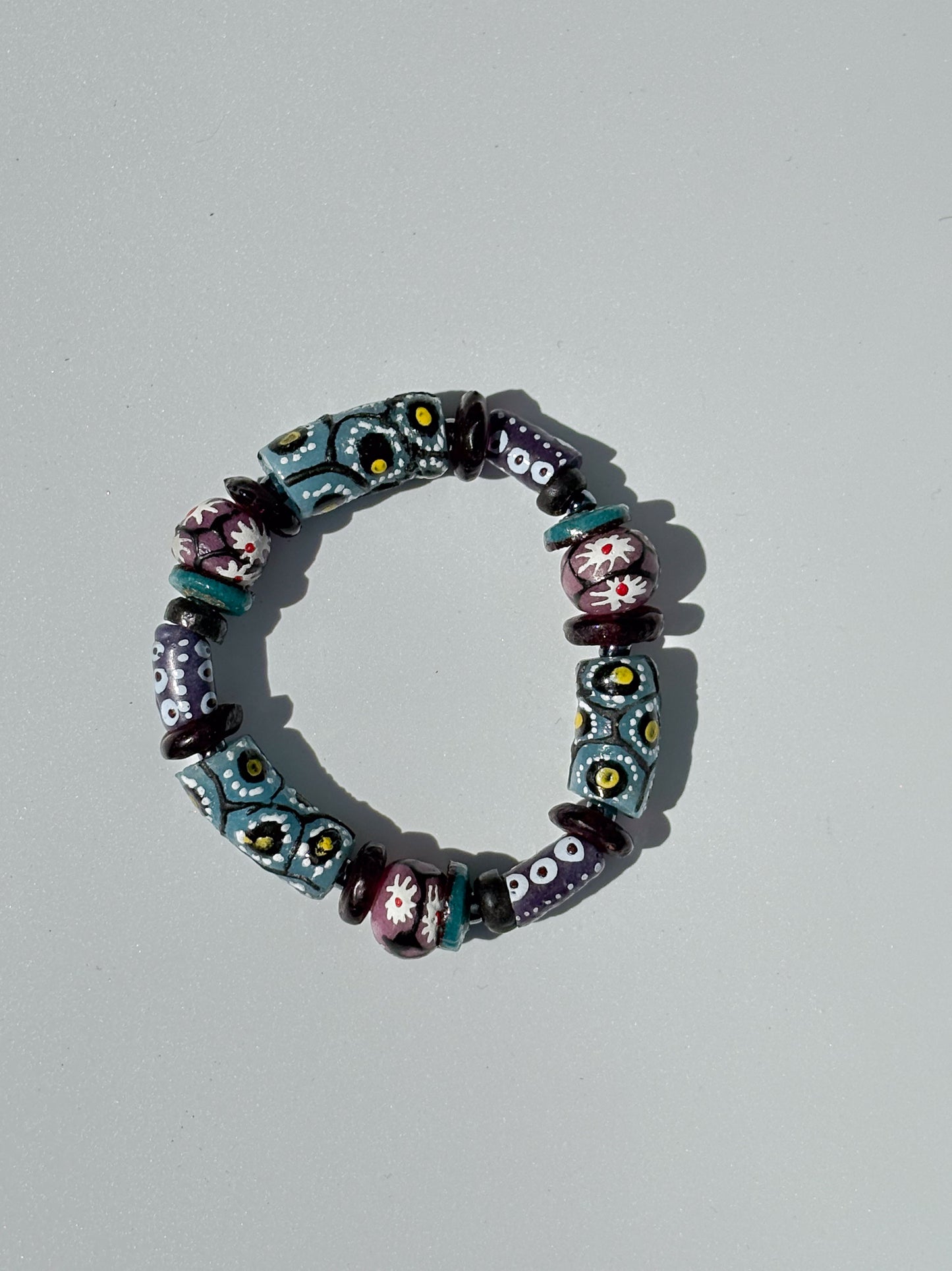 Hand Painted Glass Bead Bracelet