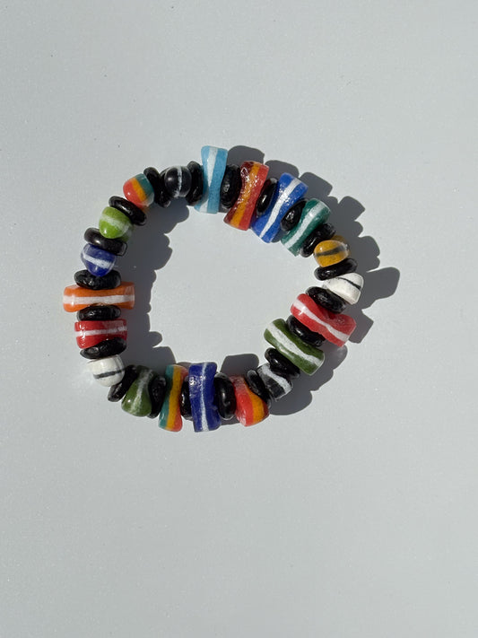 Hand Painted Glass Bead Bracelet