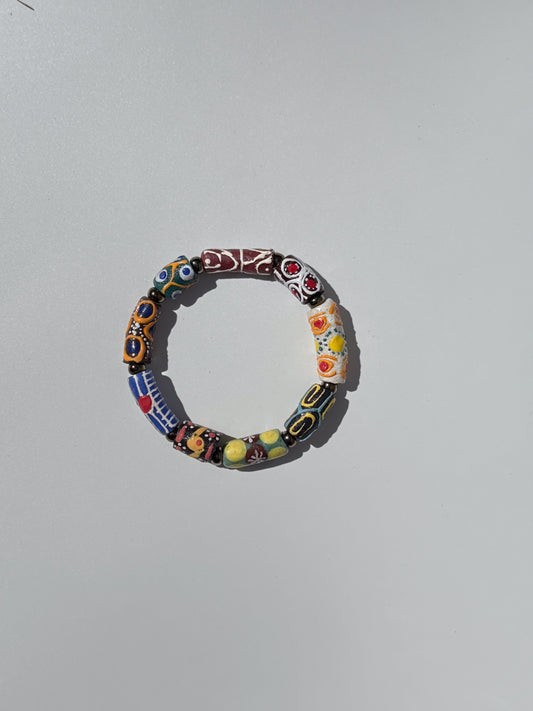 Hand Painted Glass Bead Bracelet