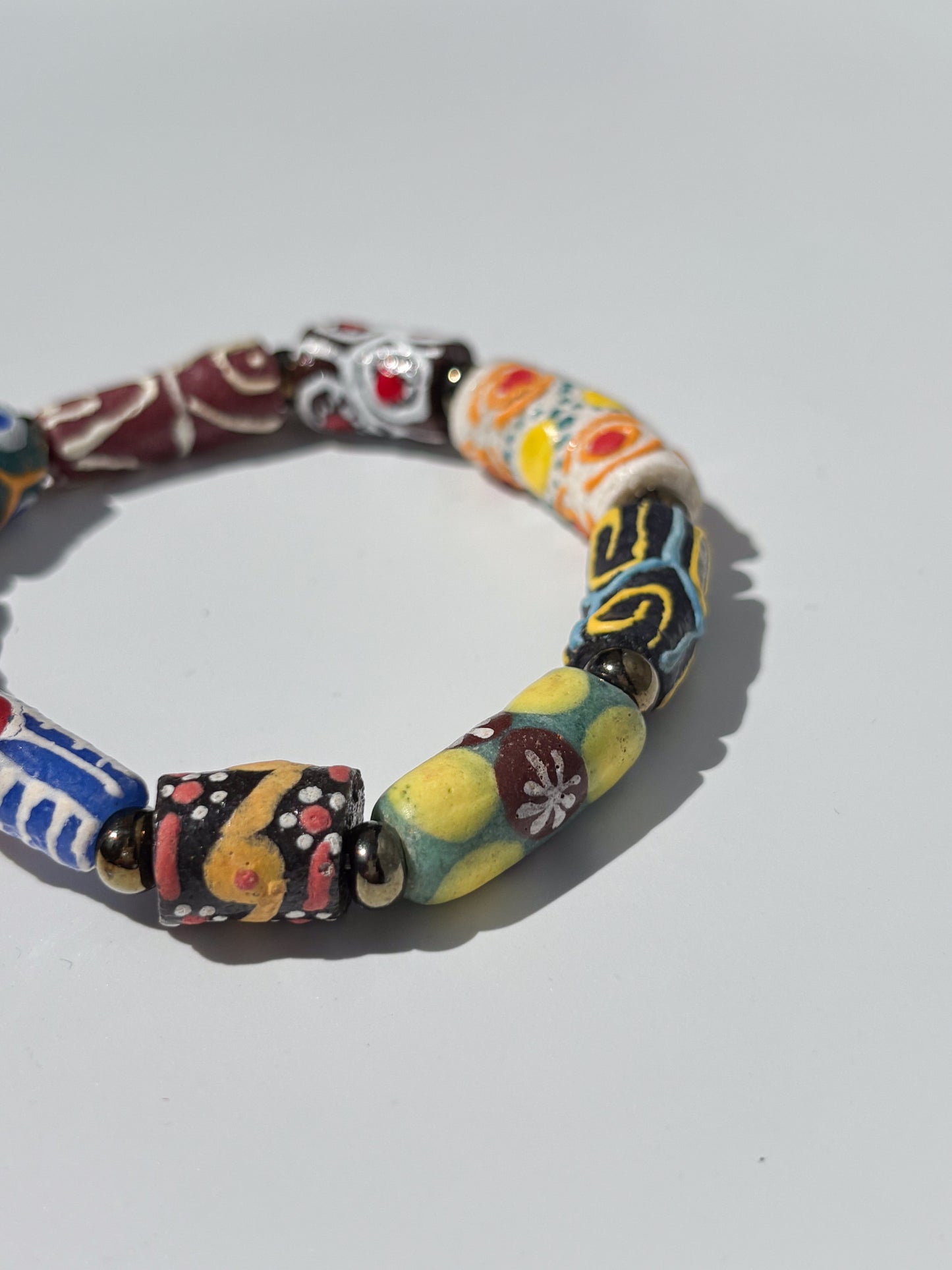 Hand Painted Glass Bead Bracelet