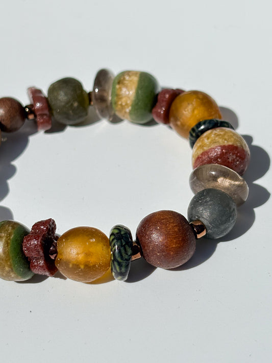 Hand Painted Glass Bead Bracelet