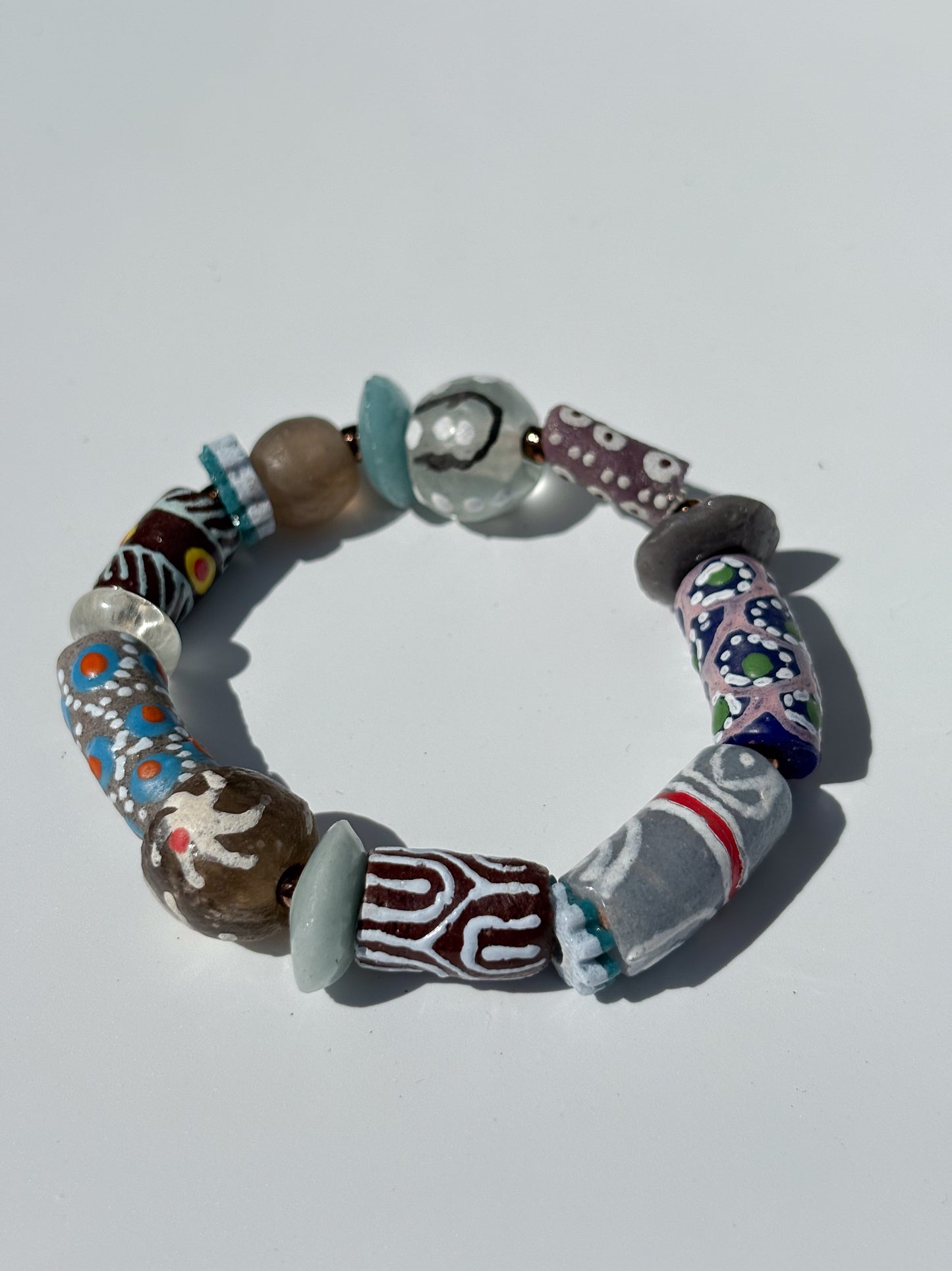 Hand Painted Glass Bead Bracelet