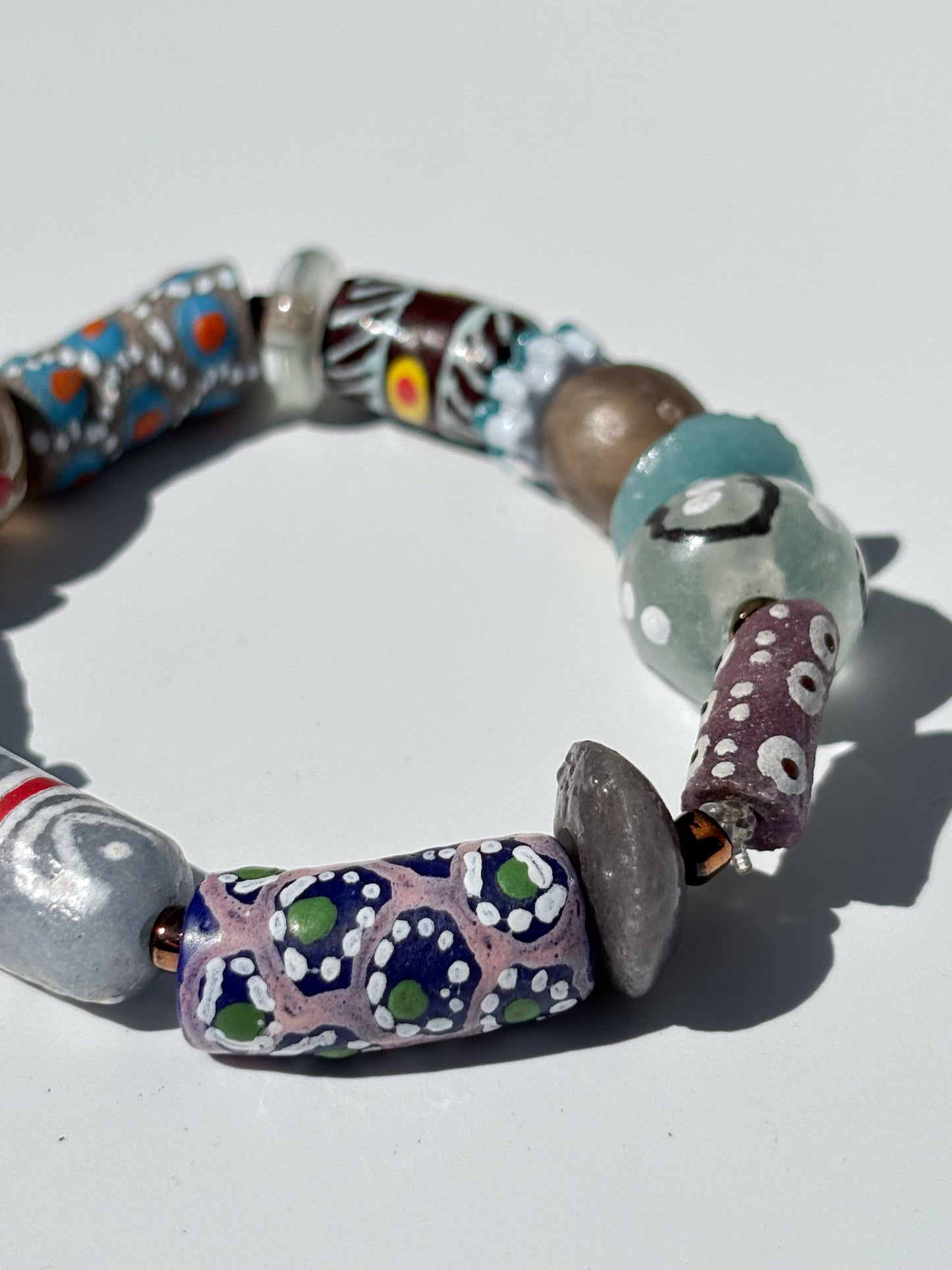 Hand Painted Glass Bead Bracelet