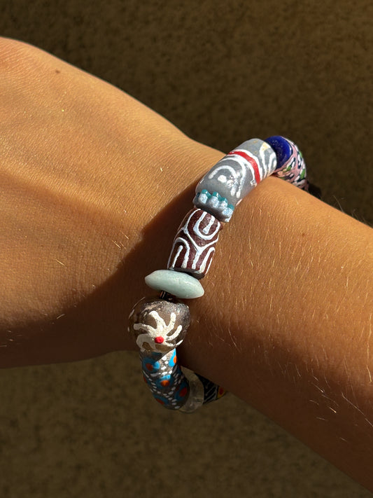 Hand Painted Glass Bead Bracelet