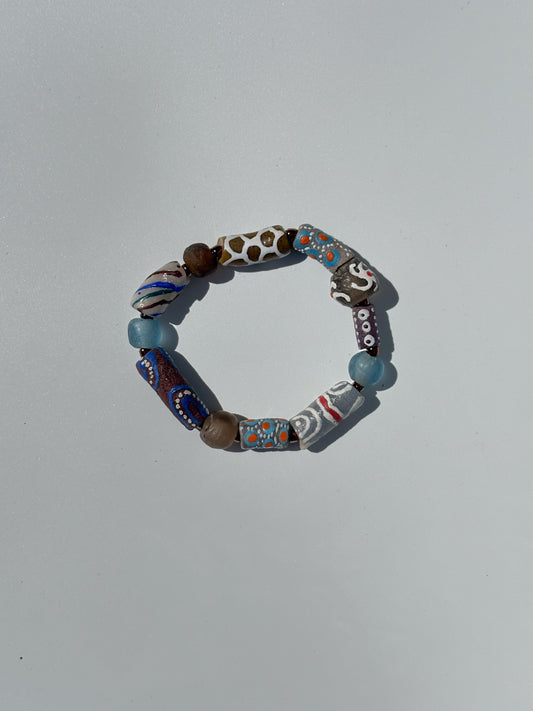 Hand Painted Glass Bead Bracelet