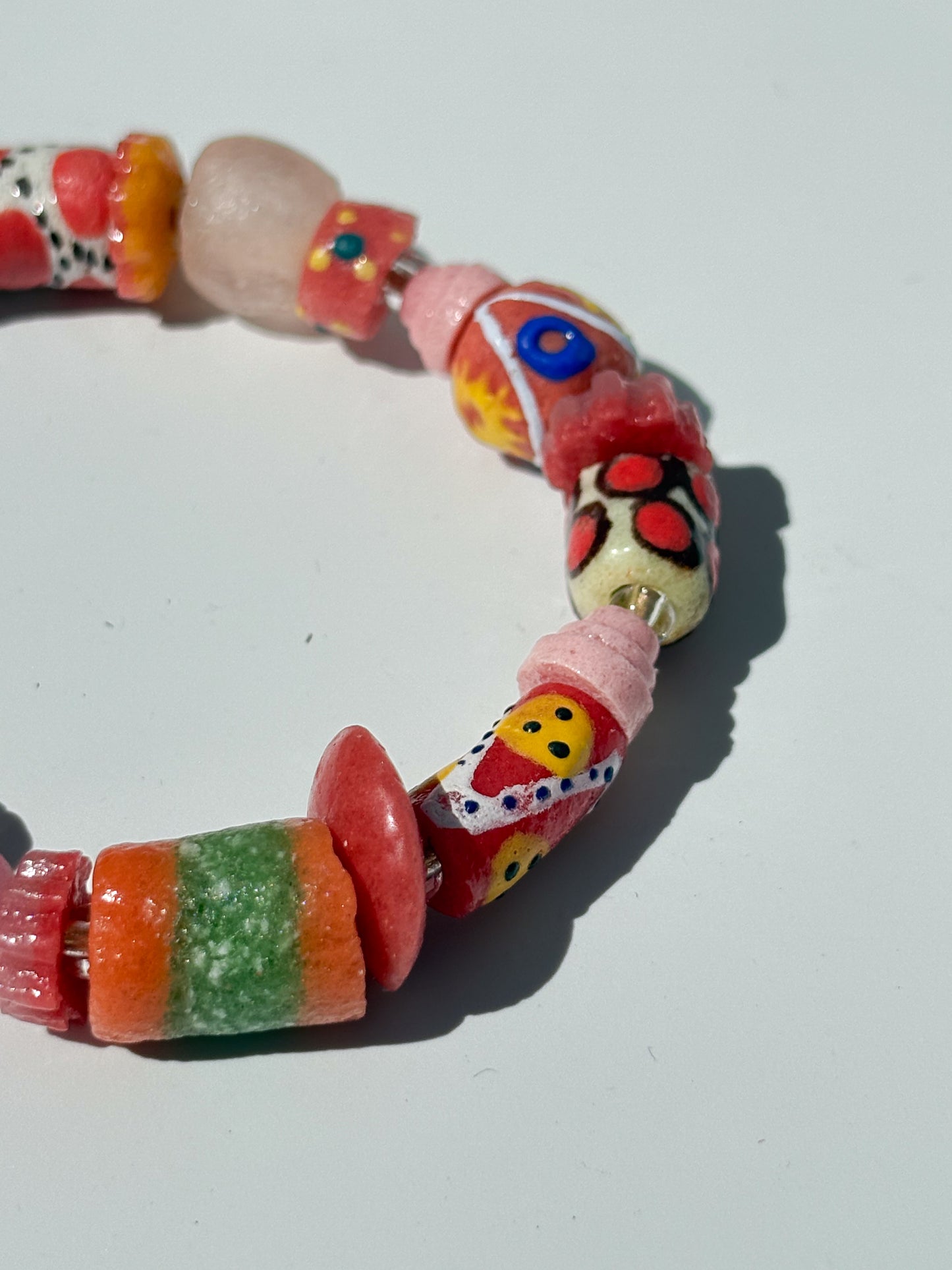 Hand Painted Glass Bead Bracelet
