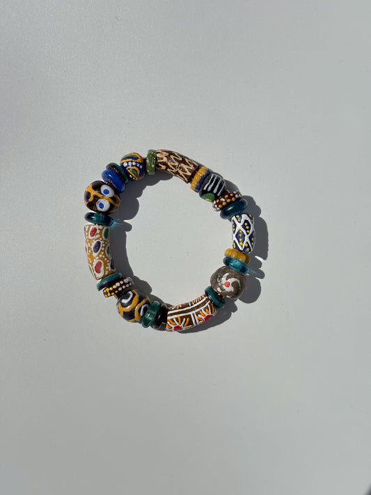 Hand Painted Glass Bead Bracelet
