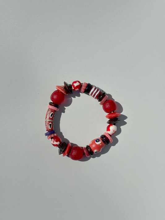 Hand Painted Glass Bead Bracelet