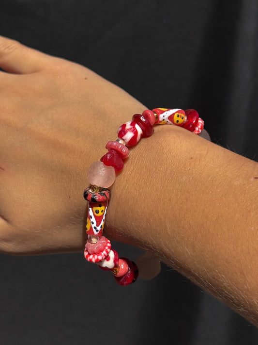 Hand Painted Glass Bead Bracelet