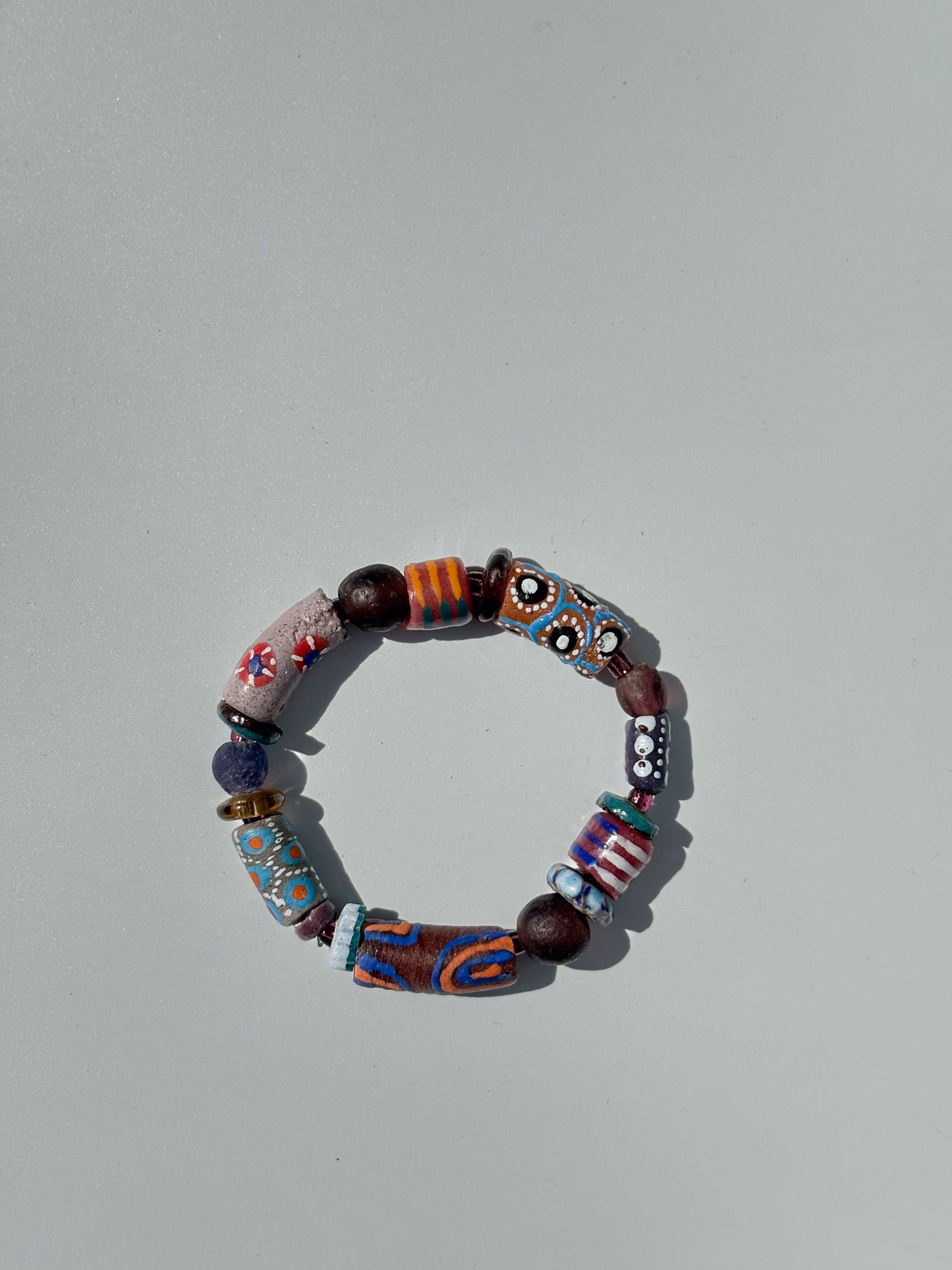 Hand Painted Glass Bead Bracelet