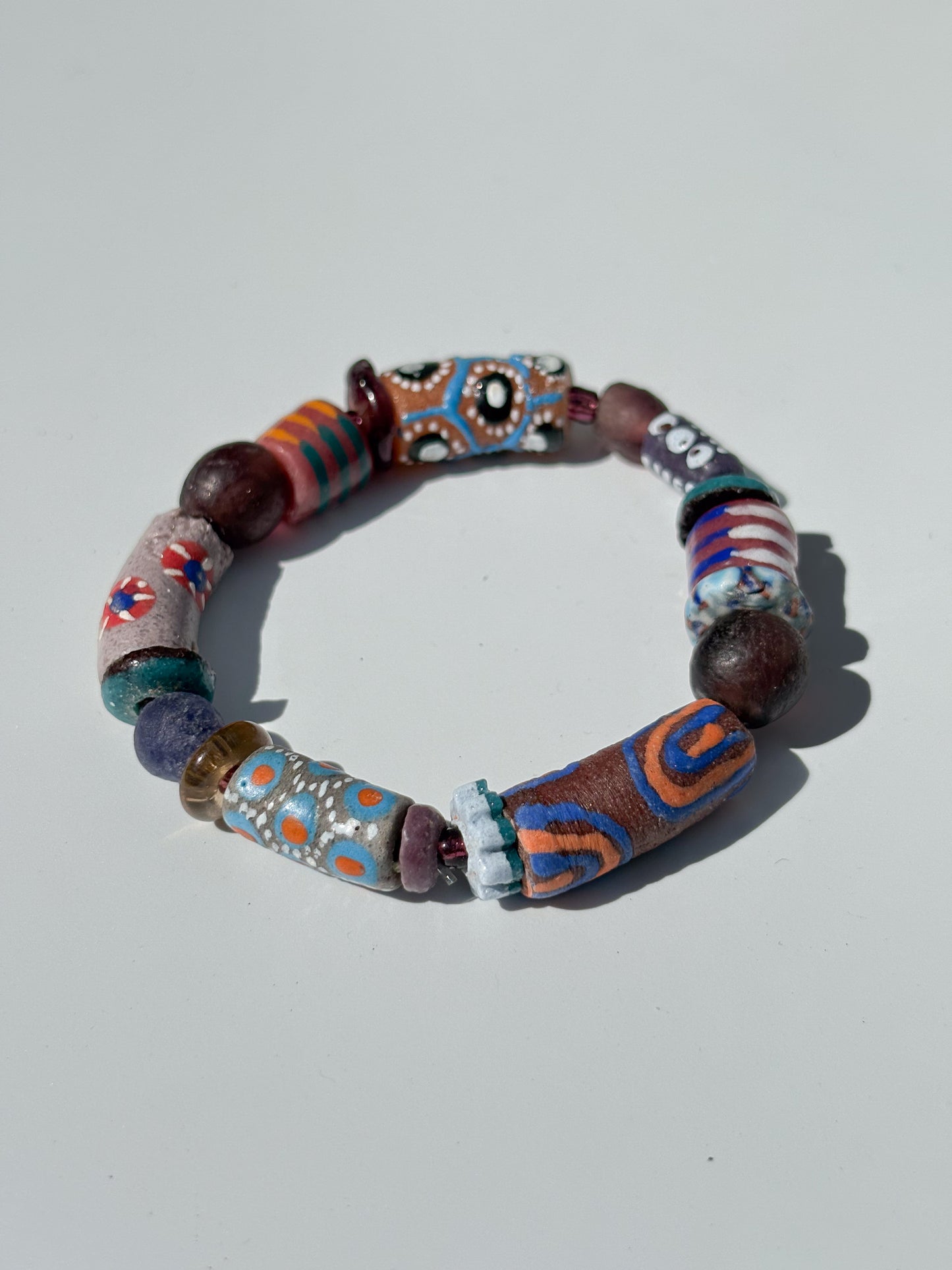 Hand Painted Glass Bead Bracelet