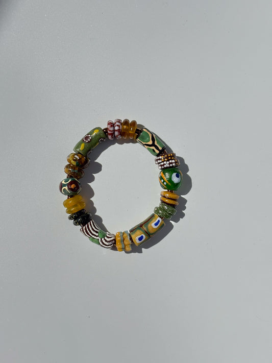 Hand Painted Glass Bead Bracelet