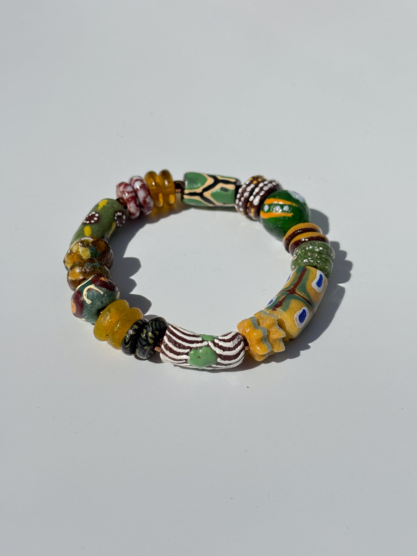 Hand Painted Glass Bead Bracelet