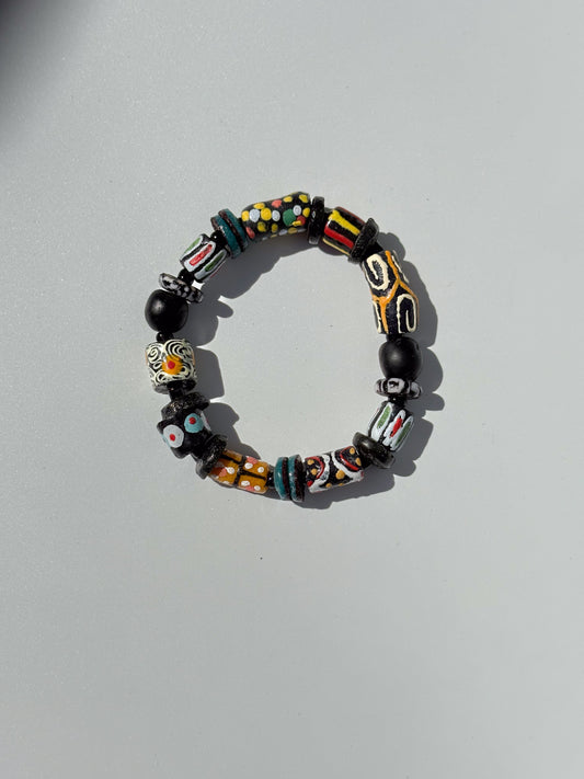 Hand Painted Glass Bead Bracelet