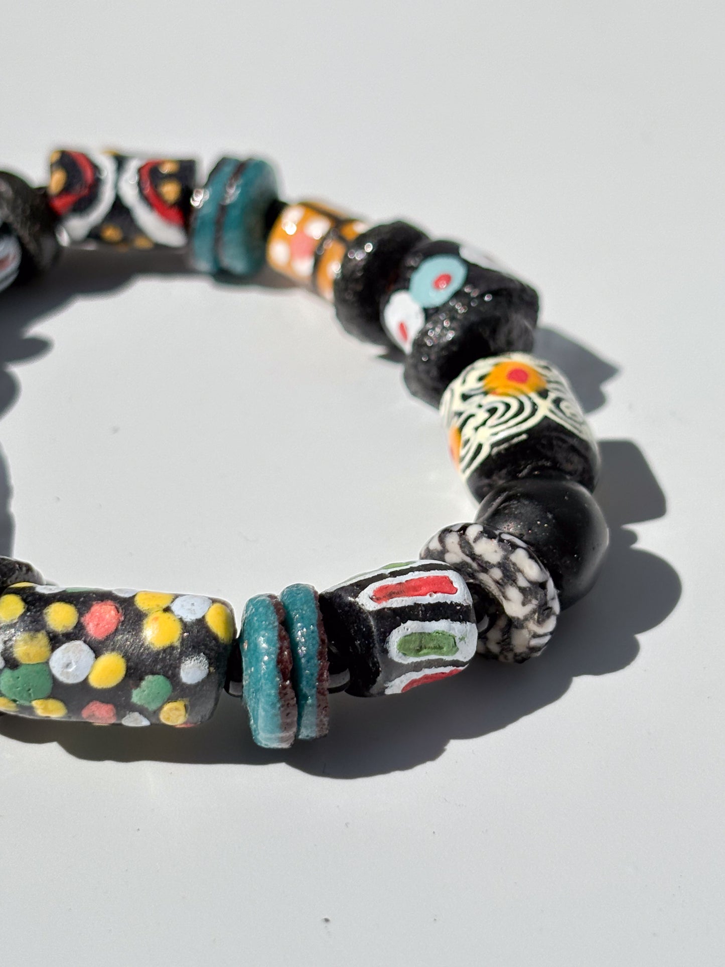 Hand Painted Glass Bead Bracelet