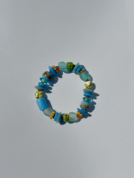 Hand Painted Glass Bead Bracelet