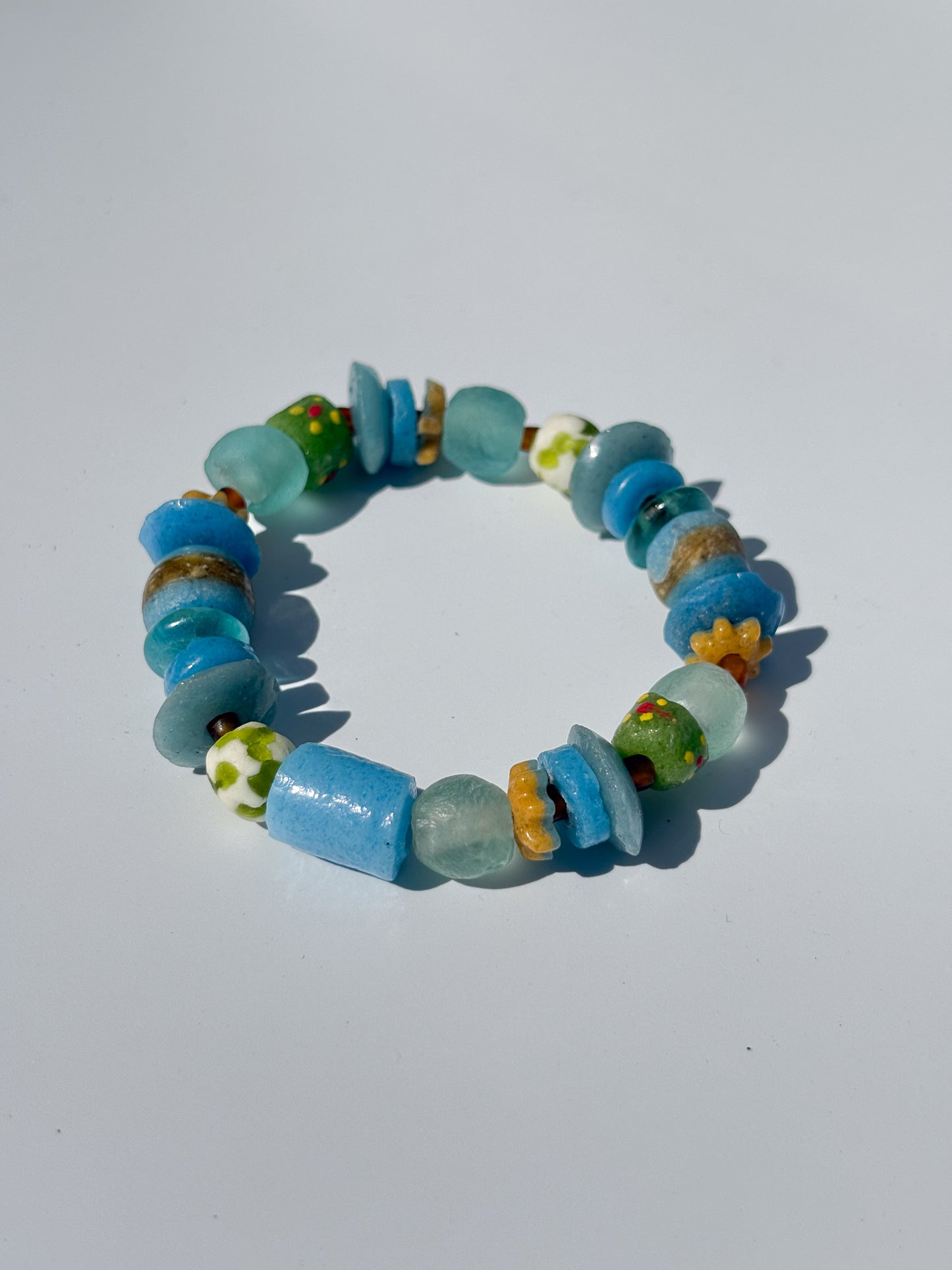 Hand Painted Glass Bead Bracelet