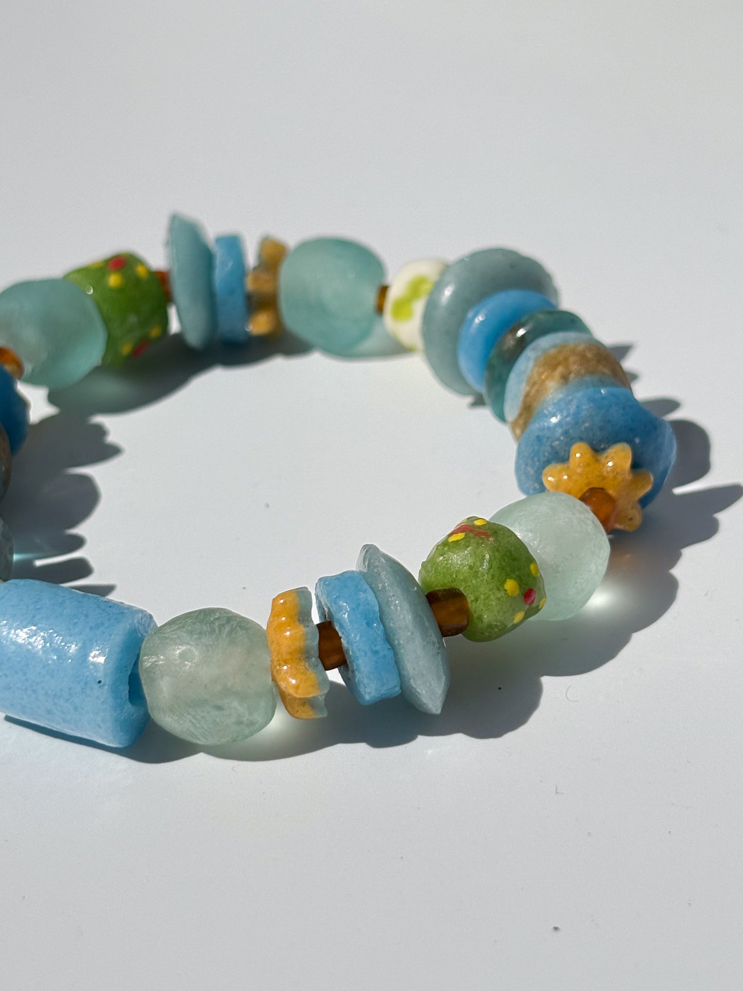 Hand Painted Glass Bead Bracelet