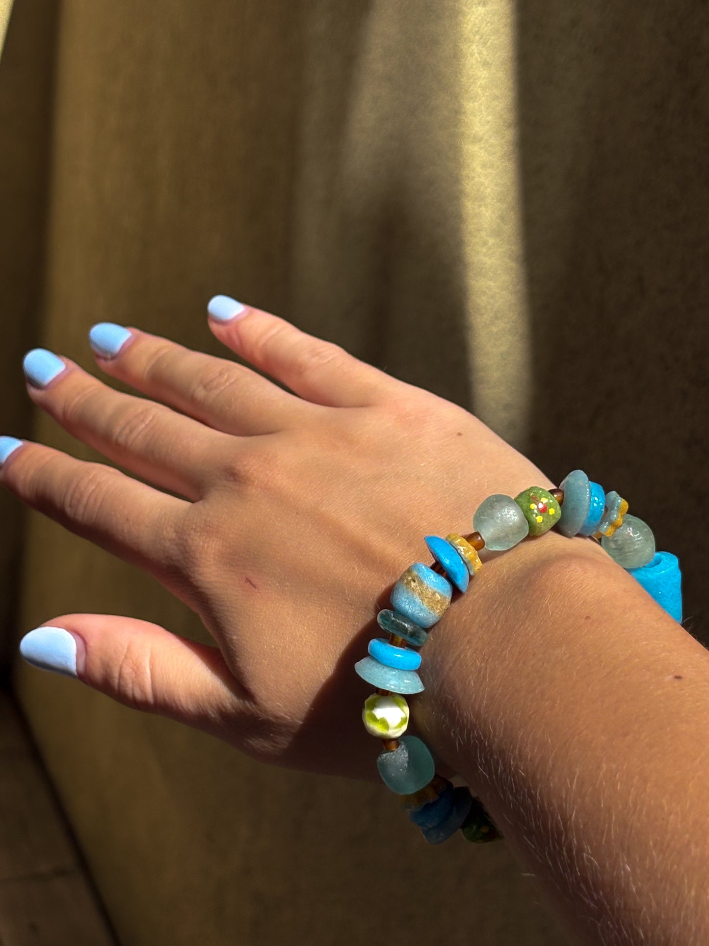 Hand Painted Glass Bead Bracelet