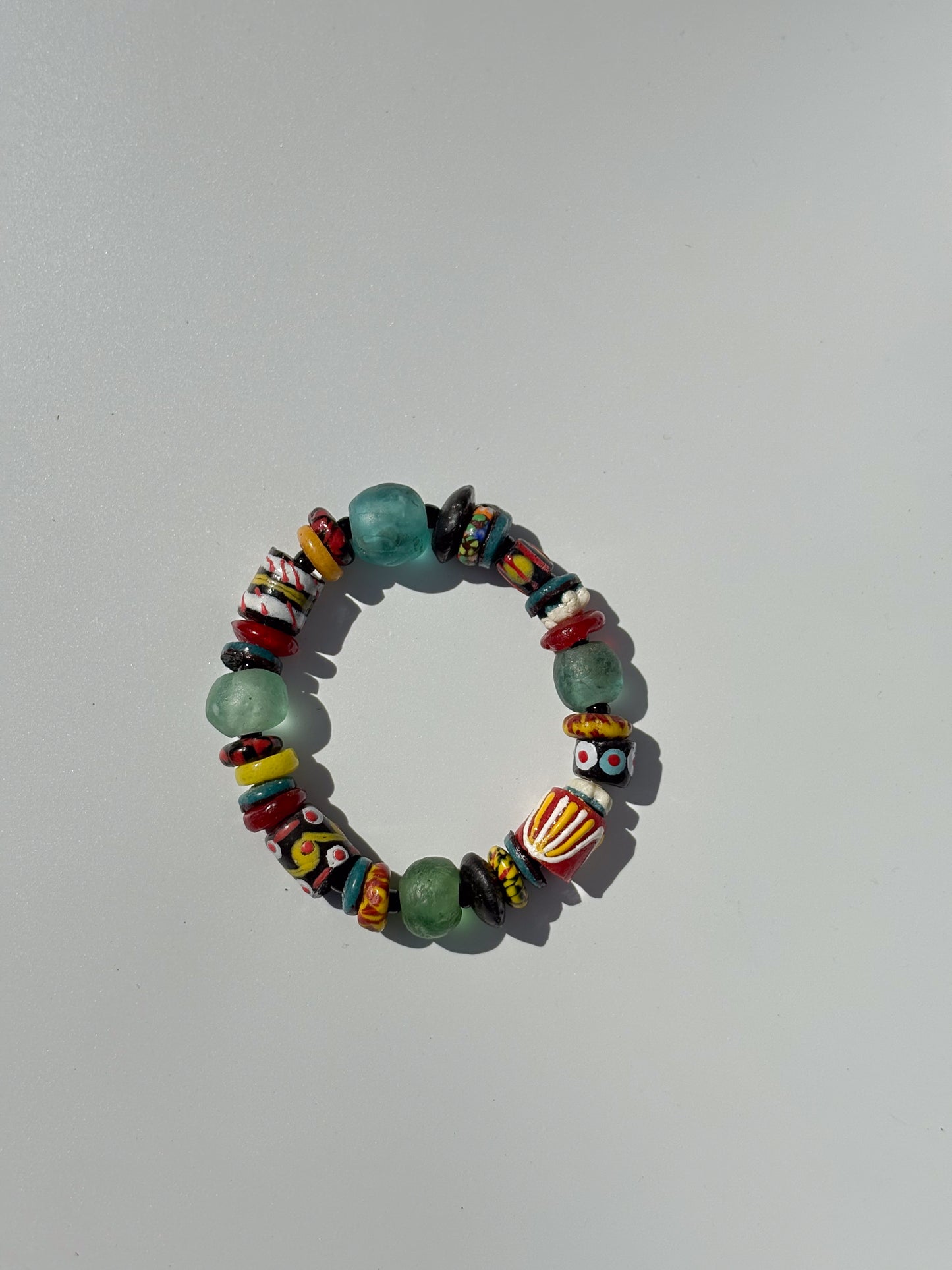 Hand Painted Glass Bead Bracelet