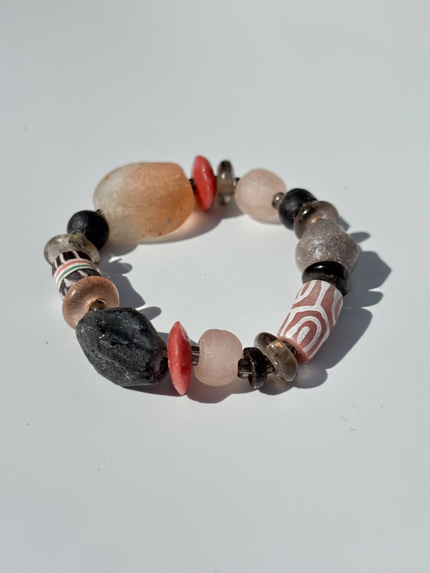Hand Painted Glass Bead Bracelet