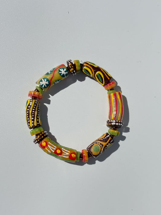 Hand Painted Glass Bead Bracelet