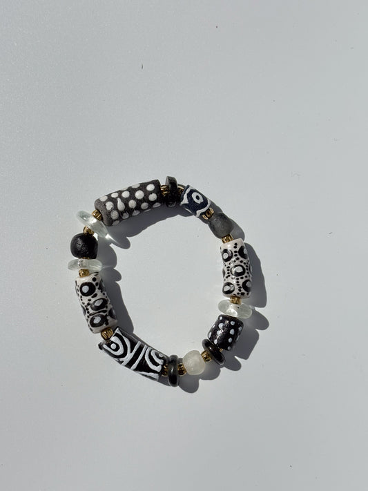 Hand Painted Glass Bead Bracelet