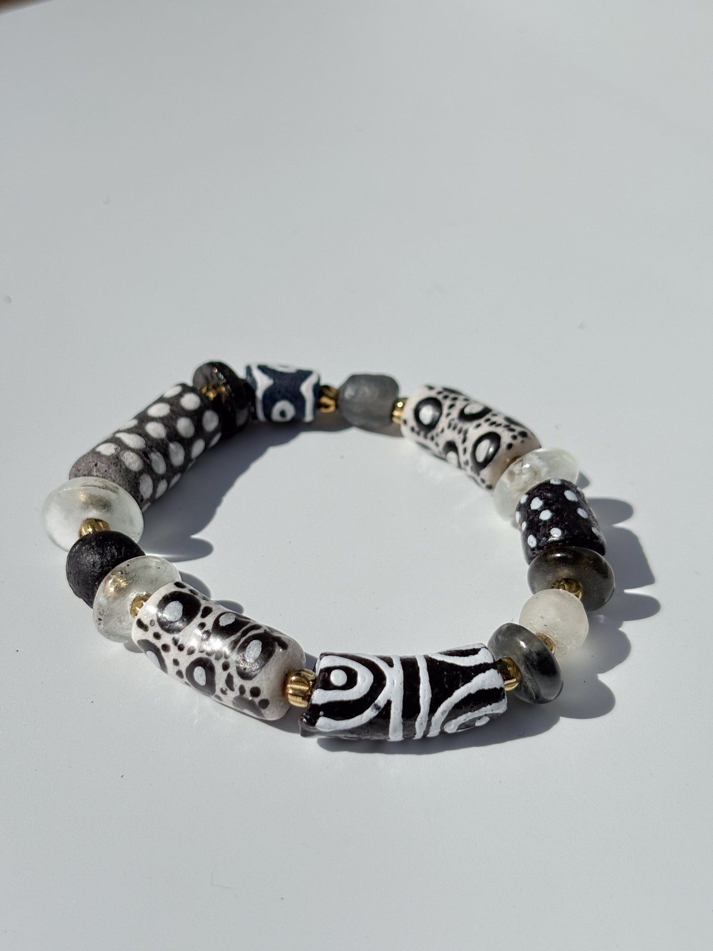 Hand Painted Glass Bead Bracelet