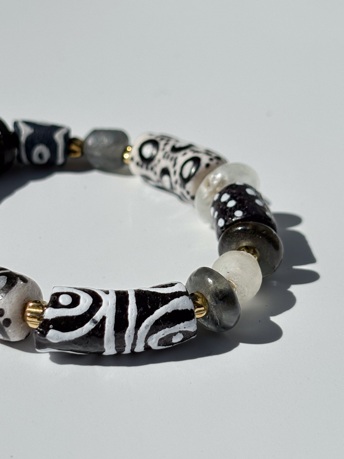 Hand Painted Glass Bead Bracelet