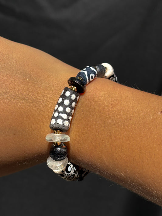 Hand Painted Glass Bead Bracelet