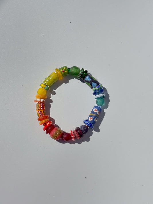 Hand Painted Glass Bead Bracelet