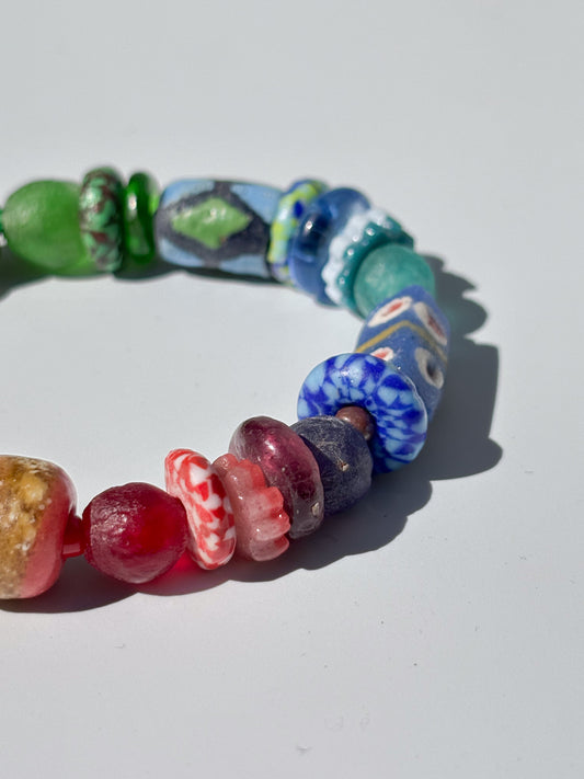 Hand Painted Glass Bead Bracelet