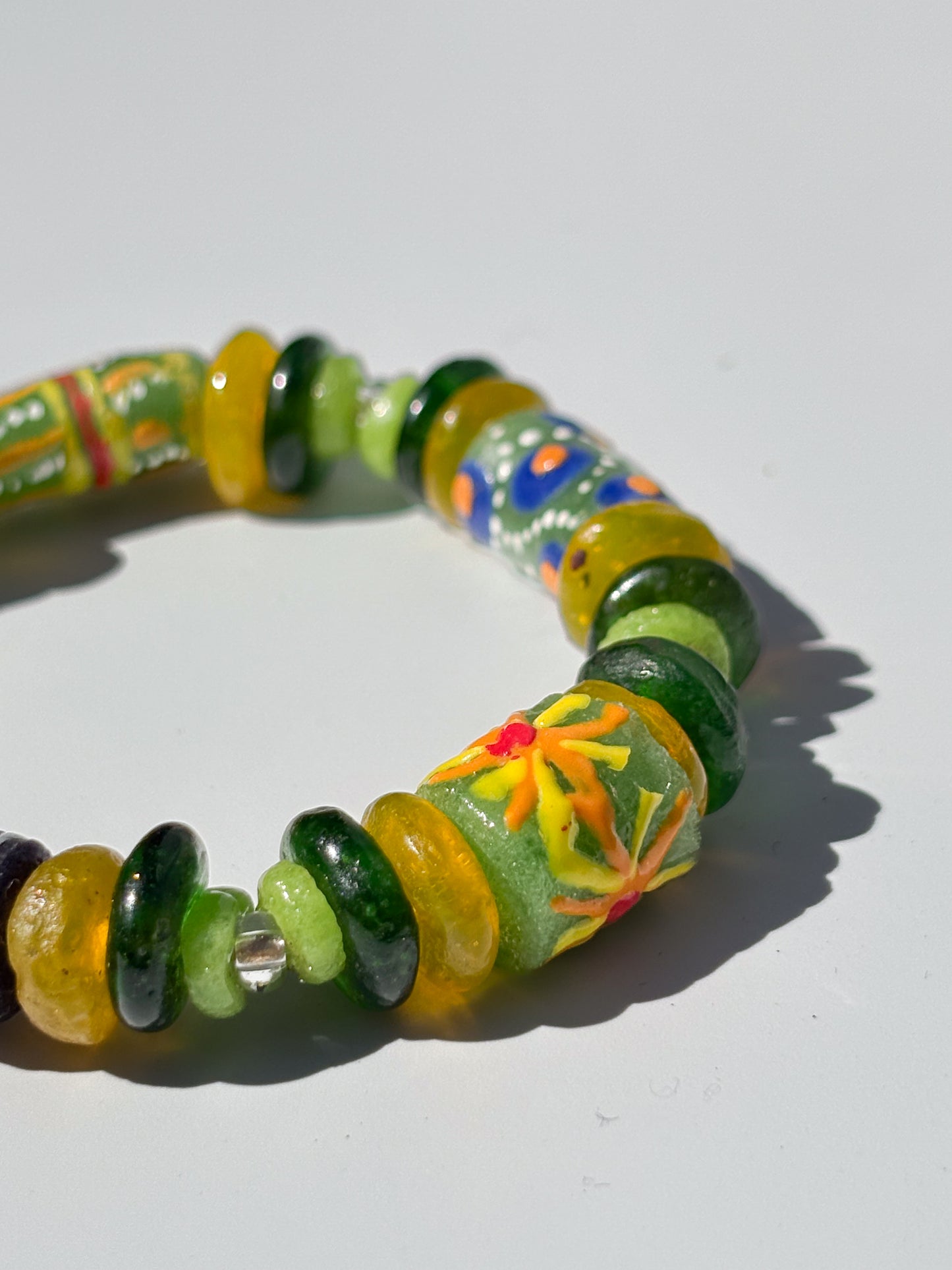 Hand Painted Glass Bead Bracelet