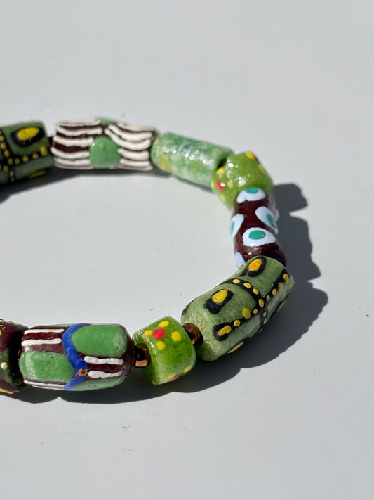 Hand Painted Glass Bead Bracelet