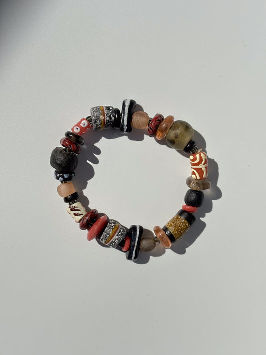 Hand Painted Glass Bead Bracelet