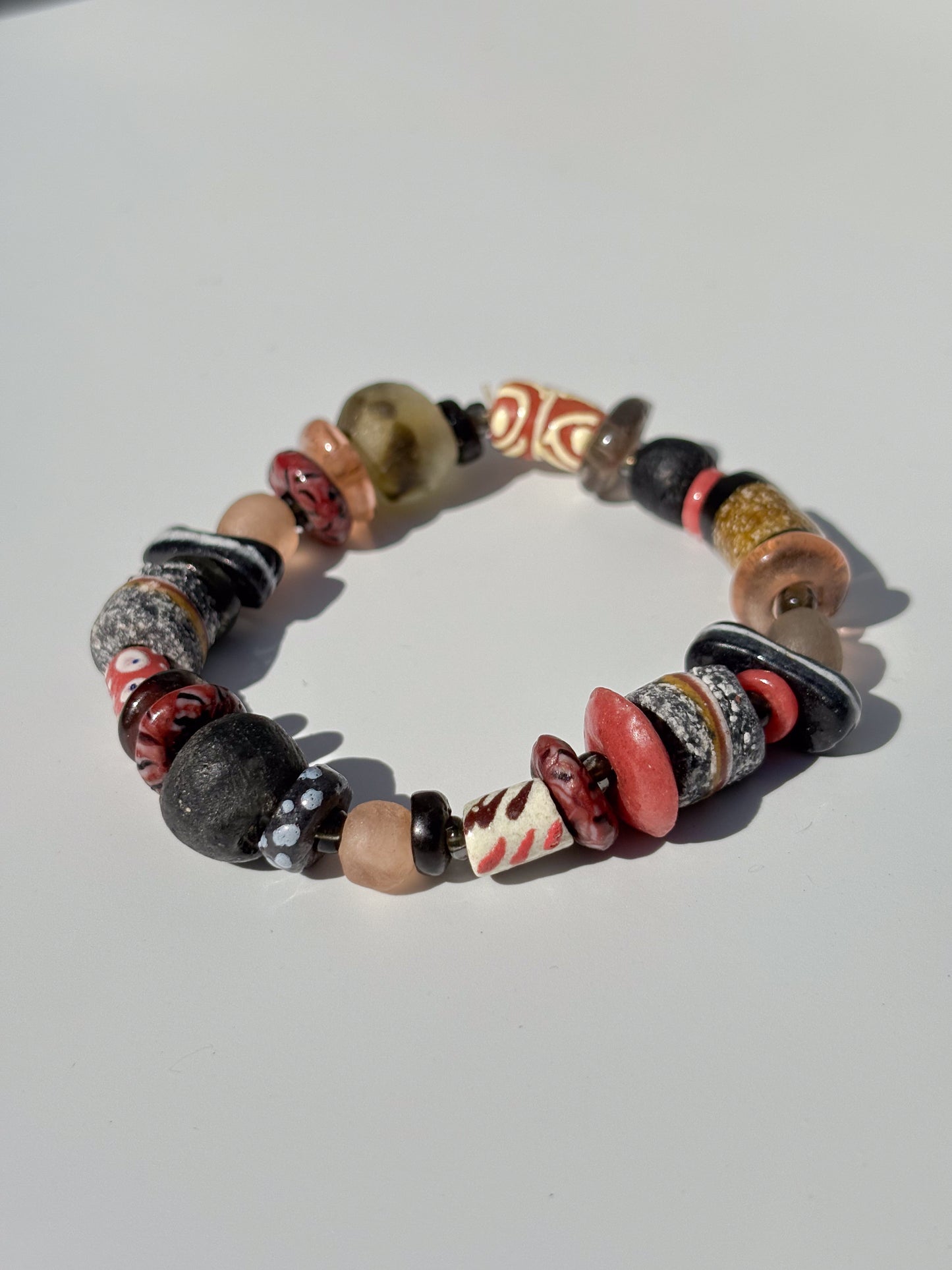 Hand Painted Glass Bead Bracelet