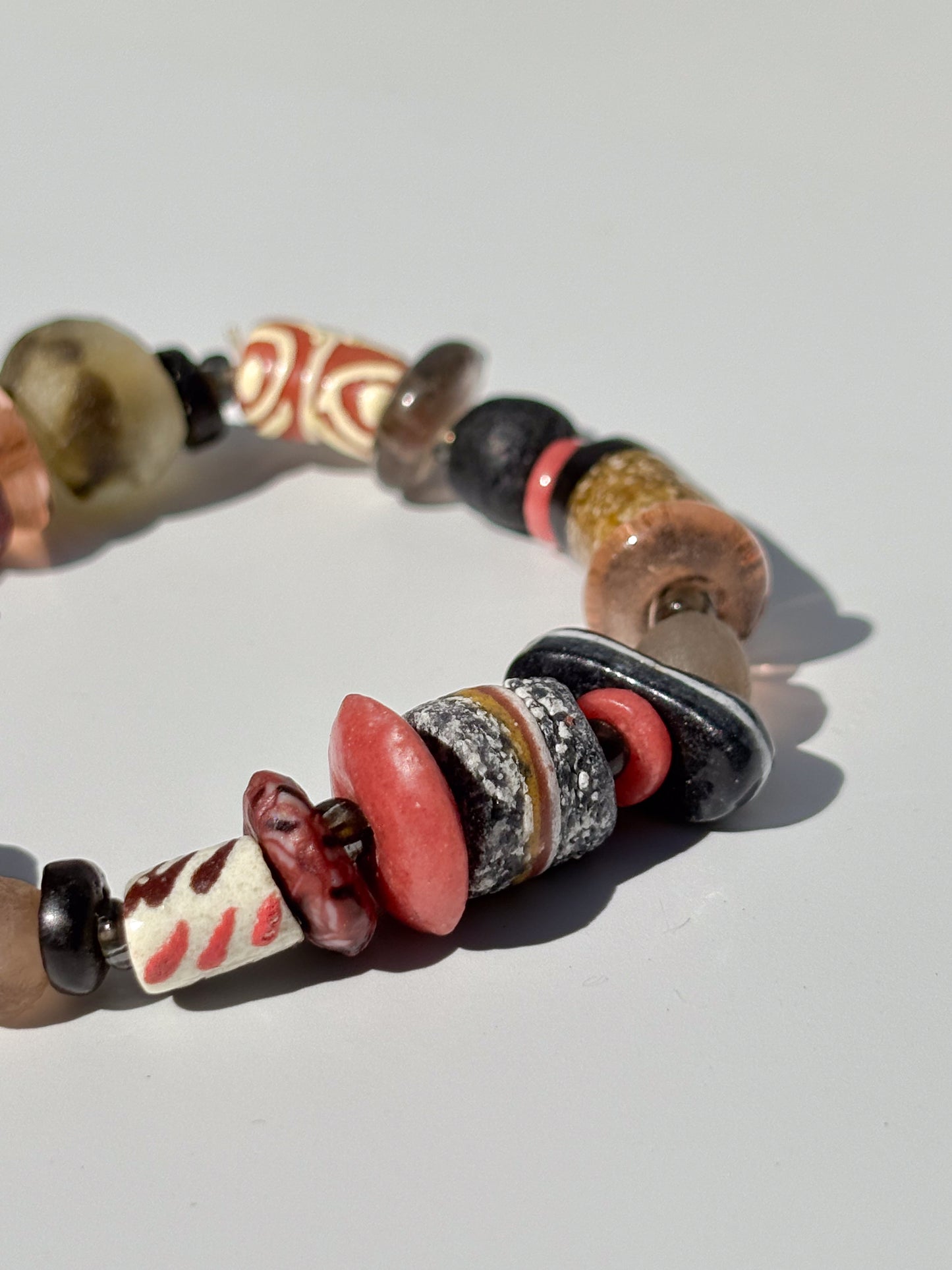 Hand Painted Glass Bead Bracelet