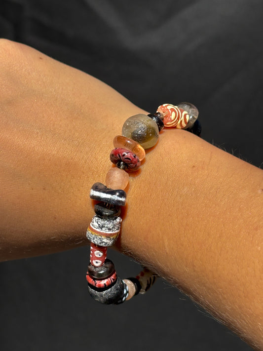 Hand Painted Glass Bead Bracelet