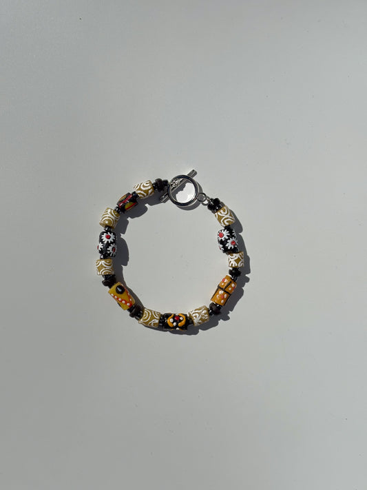 Hand Painted Glass Bead Bracelet