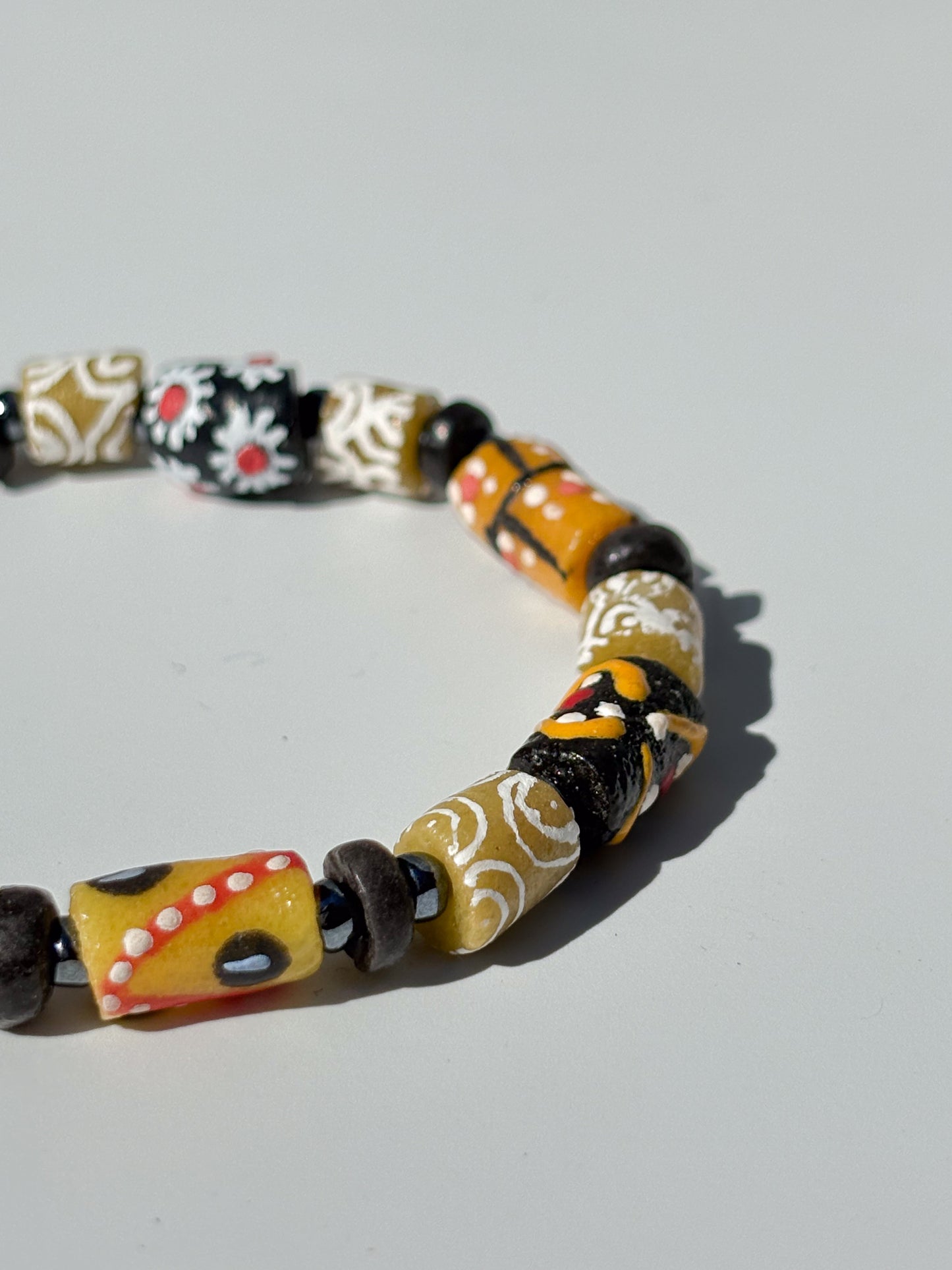 Hand Painted Glass Bead Bracelet