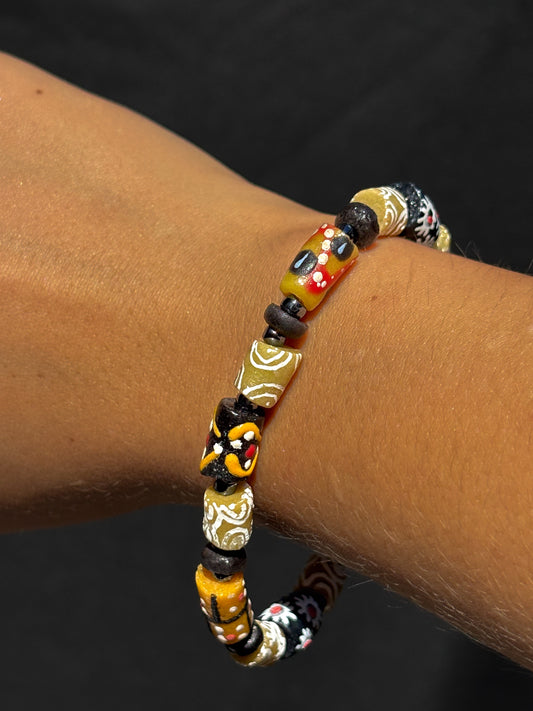 Hand Painted Glass Bead Bracelet