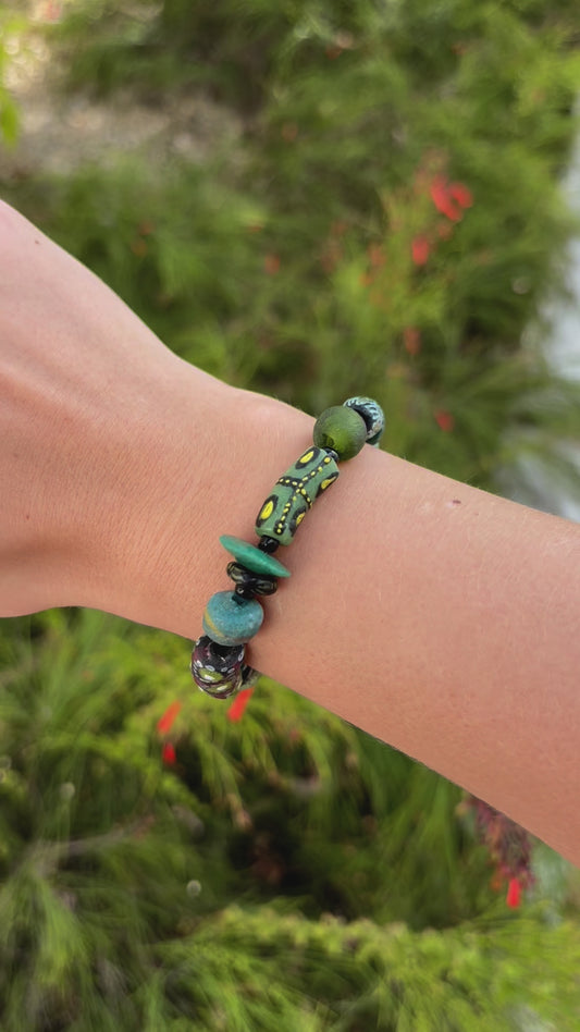 Hand Painted Bead Bracelet